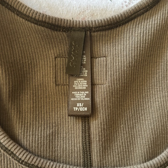 Olive green, skims, cotton rib tank - Picture 2 of 4